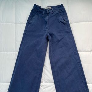 Everlane - Wide Leg Crop Pant - 00 Navy Blue